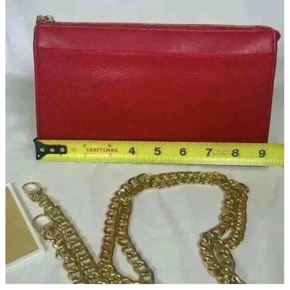 Michael Kors Empire Crimson Red Leather Convertible Crossbody Bag 32H3G8EC7L